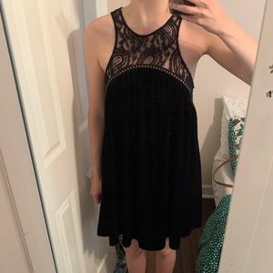 Black Velvet Dress with Lace details